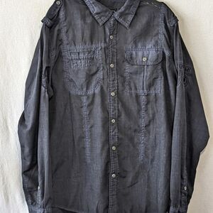 Affliction Black Premium Long Sleeve Collard Button Up Shirt Men's Size XL